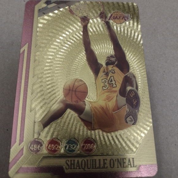 SHAQUILLE O'NEAL 24K GOLD COATED VINTAGE LAKERS ALL-STARS BASKETBALL CARD & COA! - Picture 5 of 14